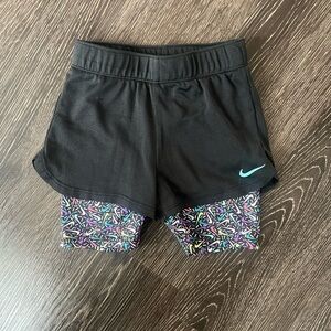 Nike Kids Black Shorts with Colorful Pattern